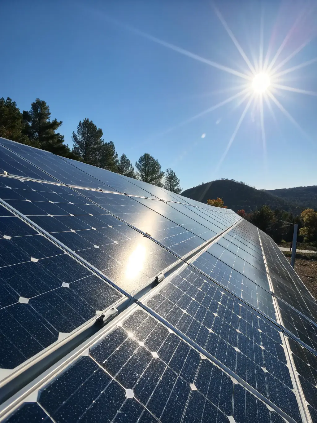 A wide shot of a solar panel installation at the TEKHTRANS refinery, demonstrating the company's investment in renewable energy sources.